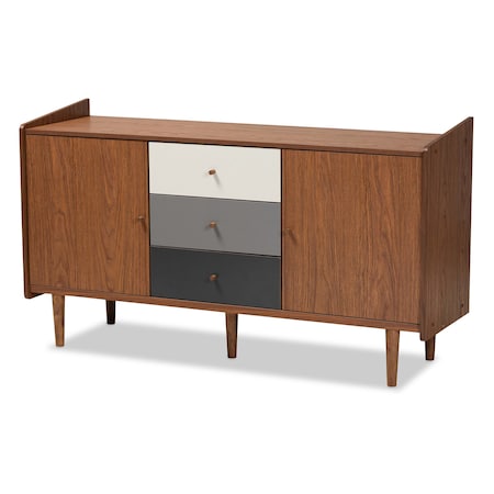 Baxton Studio Halden Mid-Century Walnut Brown and Grey Gradient Finished Wood 2-Door Dining Room Sideboard 178-11022-Zoro